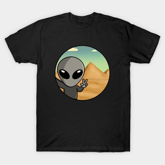 Gray Space Alien Pyramid Selfie T-Shirt by SpaceAlienTees